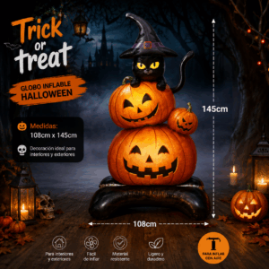 Globo Inflable Halloween Calabazas Con Gato 108x145cm