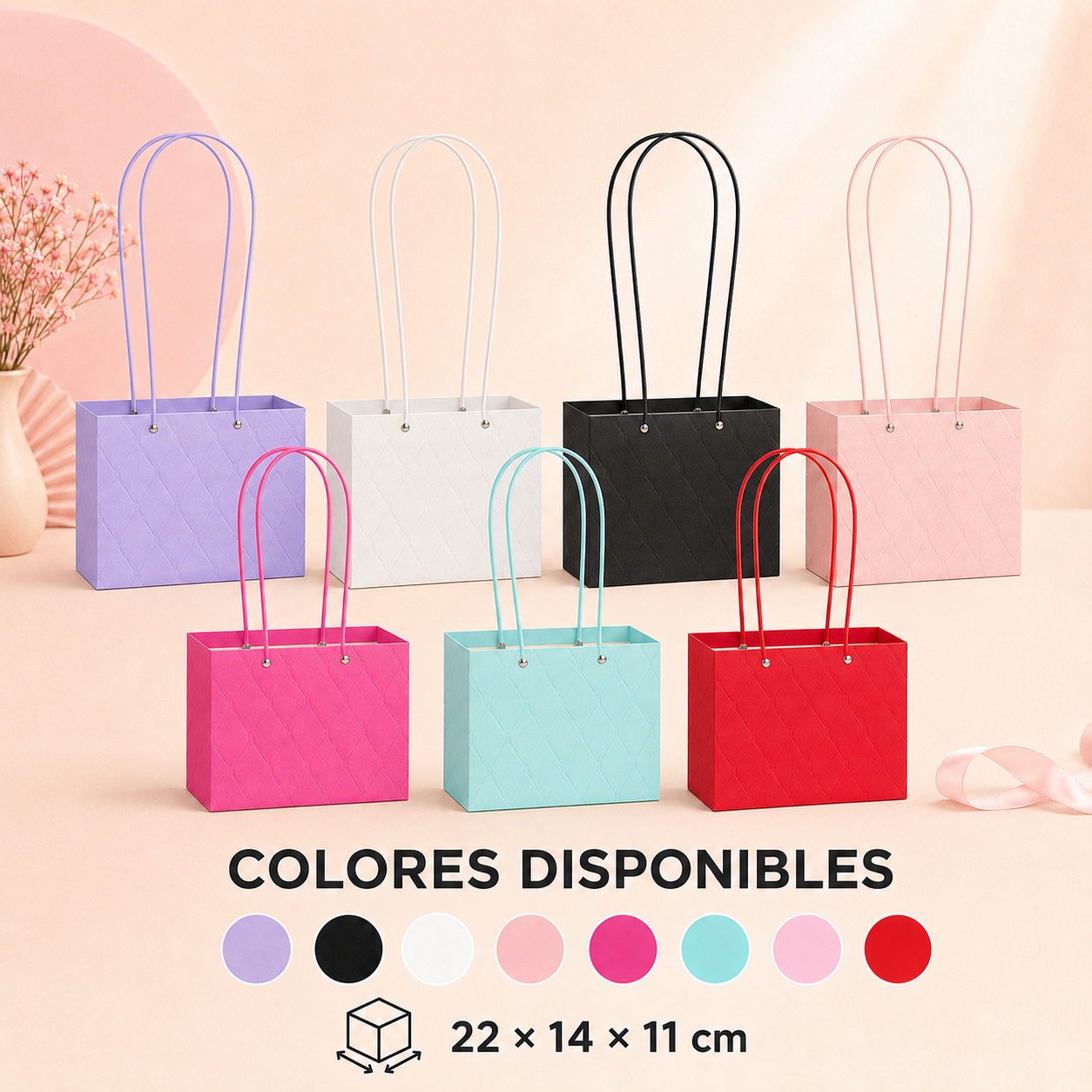 Bolsas De Regalo Con Manija Larga 22x14x11 Cm Pack X10