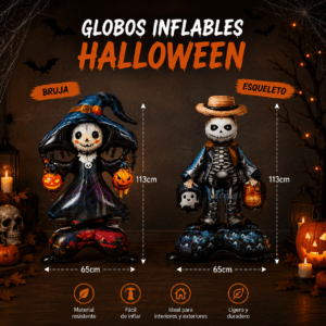 Globo Inflable Halloween Bruja O Esqueleto 113x65cm Decoración