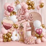 set de globo ROSA LOVE con corazon 72pcs(Como Se Muestra En La Foto