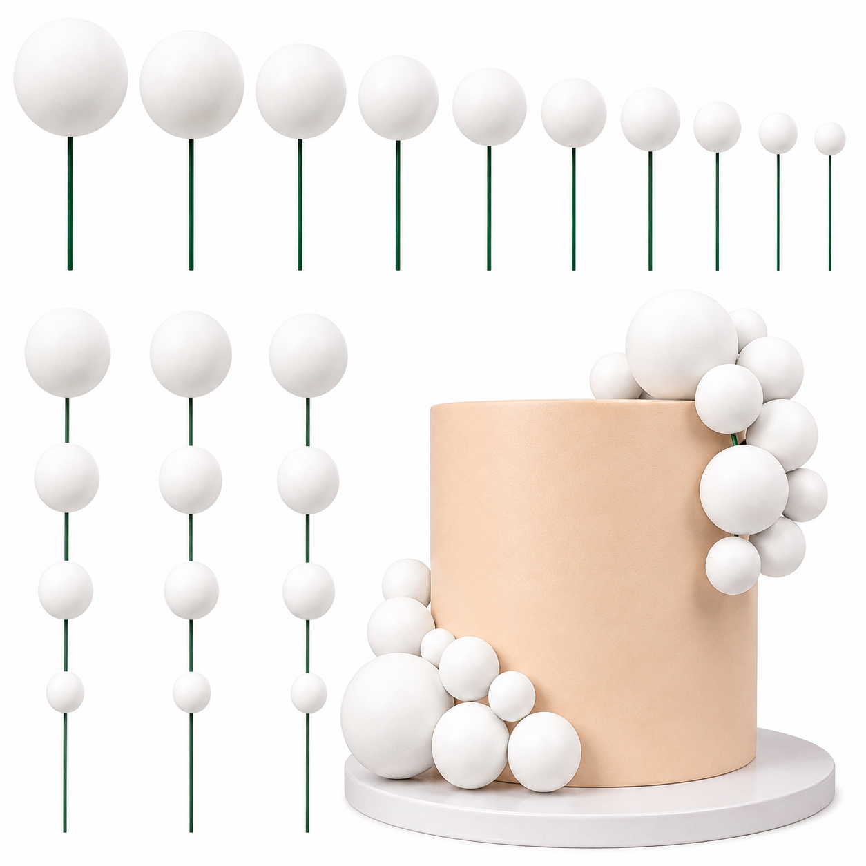 Decoración Esfera para Torta con Bolas – Topper de Pastel para Cumpleaños, Fiesta, Repostería *20pcs(2-4cm) - Imagen 8