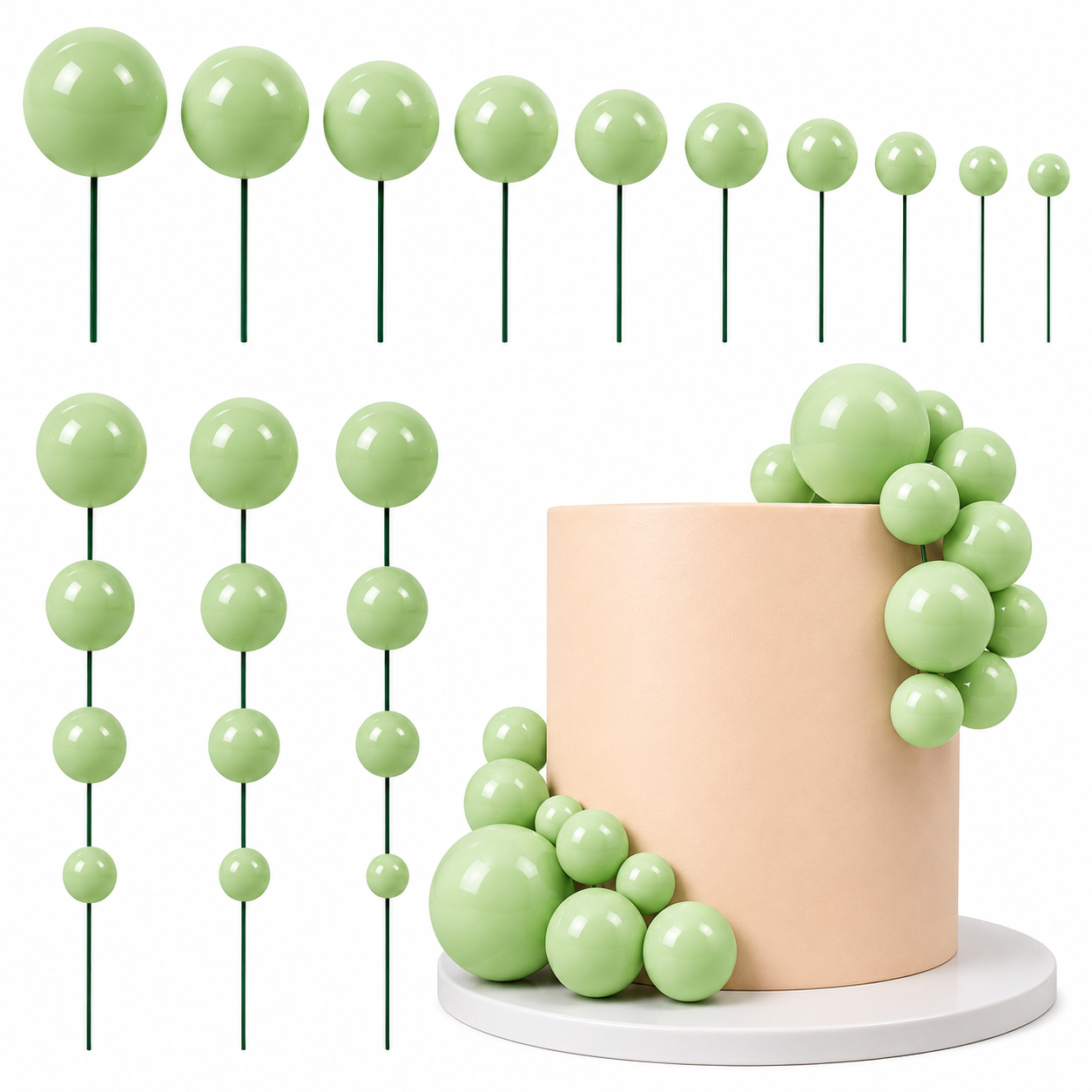 Decoración Esfera para Torta con Bolas – Topper de Pastel para Cumpleaños, Fiesta, Repostería *20pcs(2-4cm) - Imagen 4