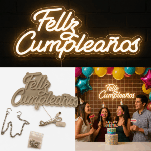 Cartel luminoso feliz cumpleaños neon （45x22.5cm）