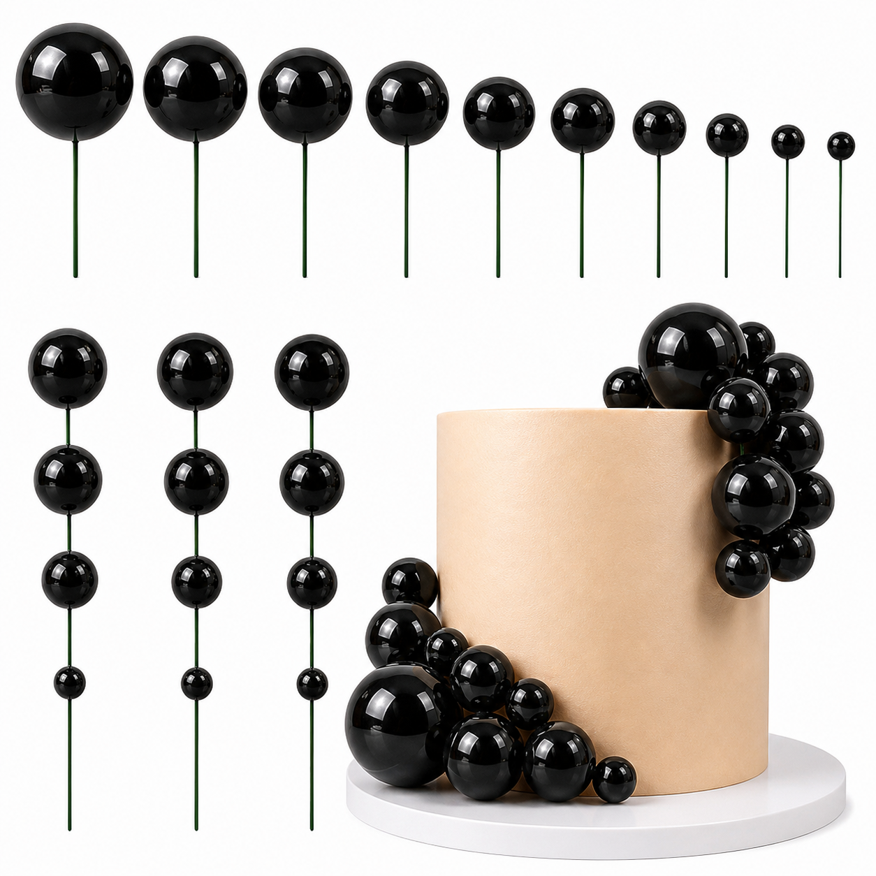 Decoración Esfera para Torta con Bolas – Topper de Pastel para Cumpleaños, Fiesta, Repostería *20pcs(2-4cm) - Imagen 13