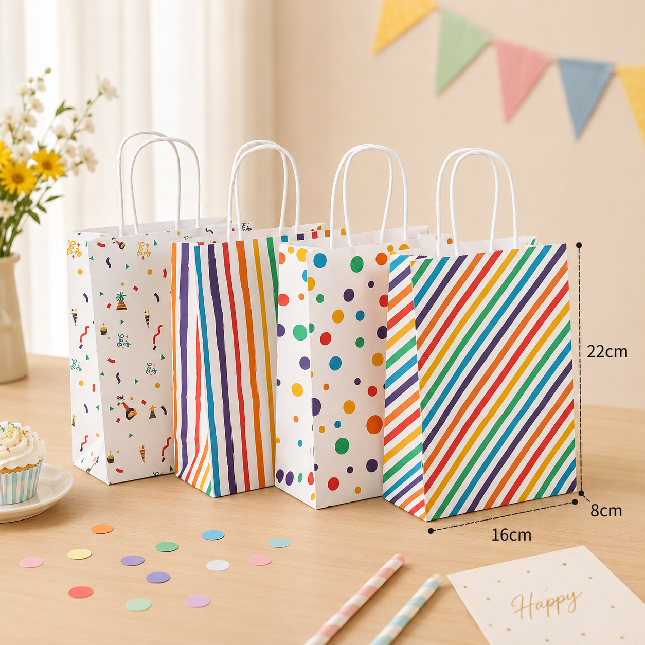 Bolsa De Regalo Papel Estampada por 12uni / 16x22x8CM