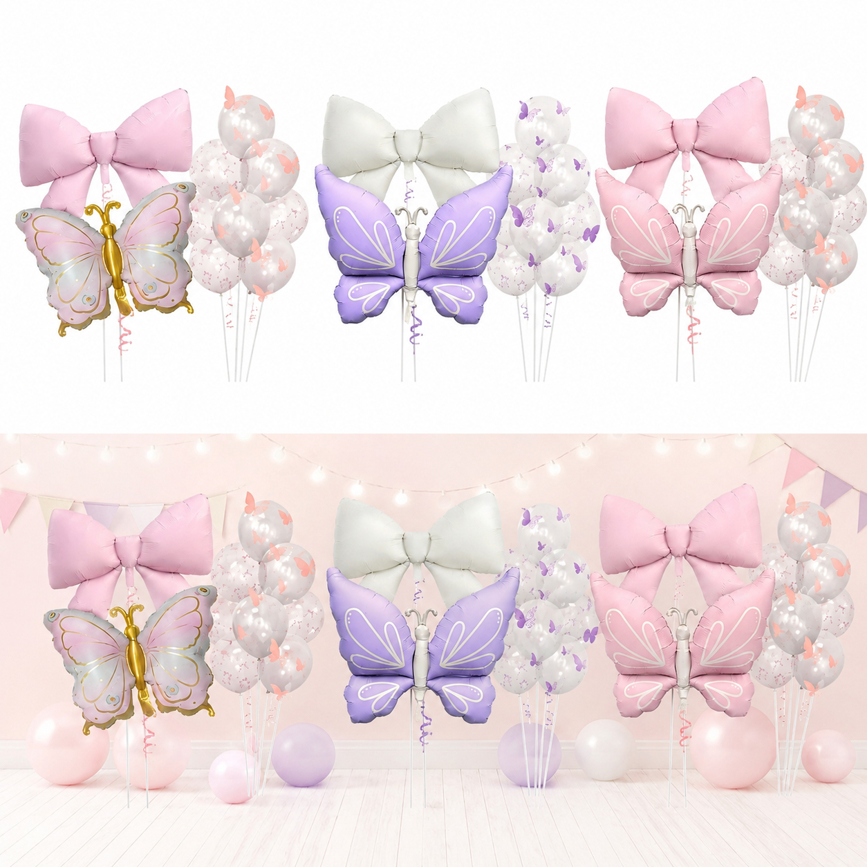 Set de Globos Mariposa \+ Moño  （24pcs）