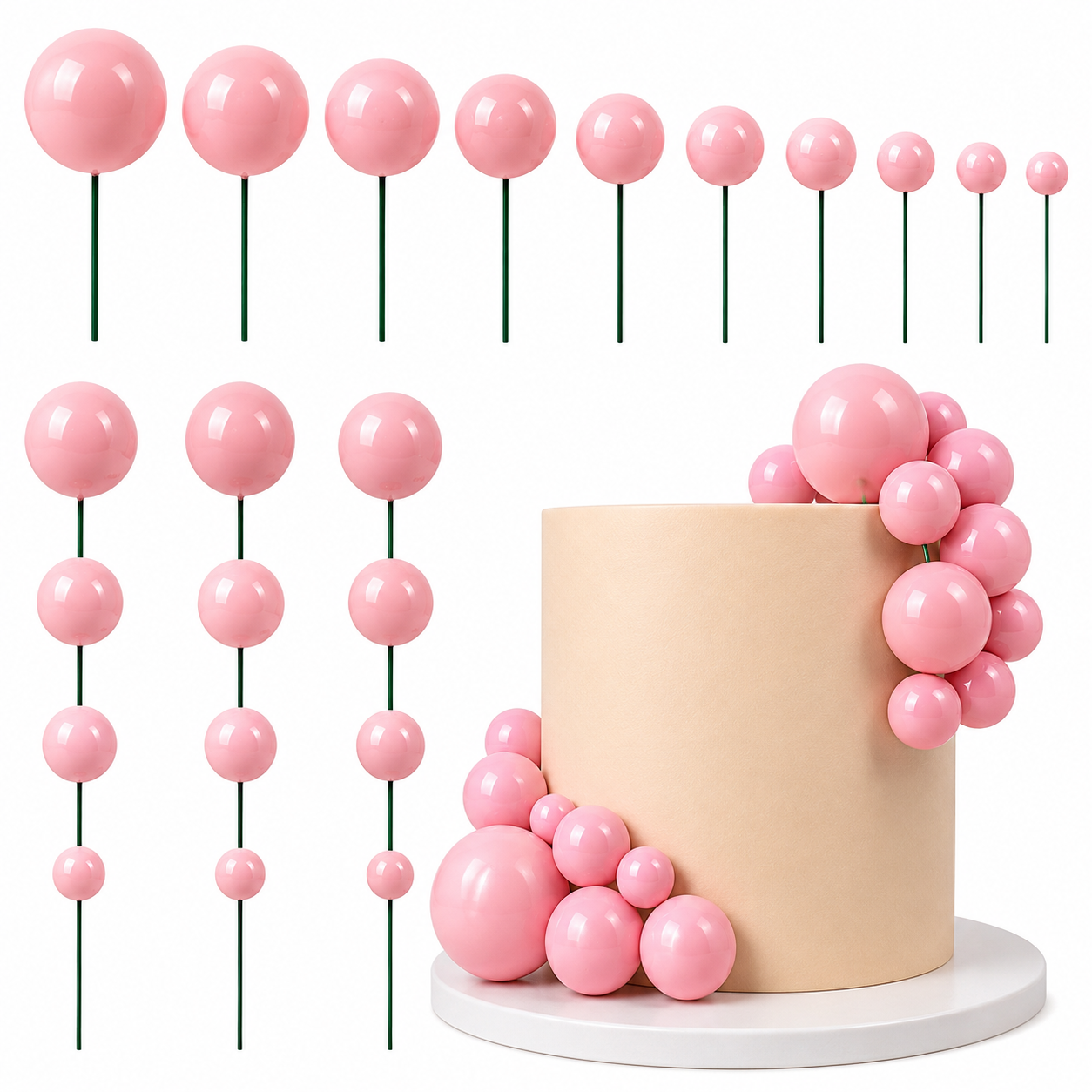 Decoración Esfera para Torta con Bolas – Topper de Pastel para Cumpleaños, Fiesta, Repostería *20pcs(2-4cm) - Imagen 7