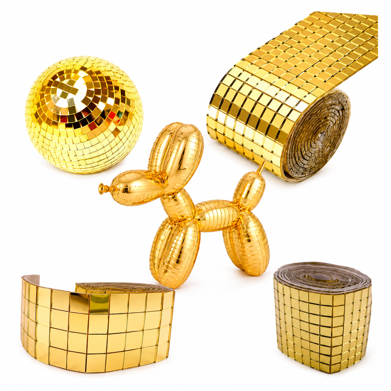 MOSAICO ESPEJO AUTOADHESIVO DORADO / 4*100CM