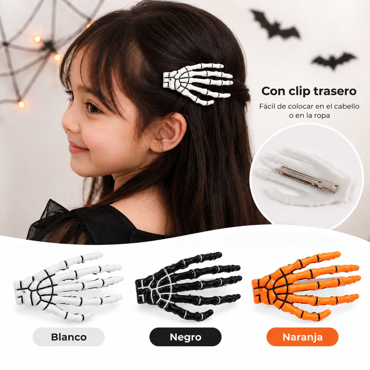 Set manos esqueleto x2  con aplique /  pack24unidad