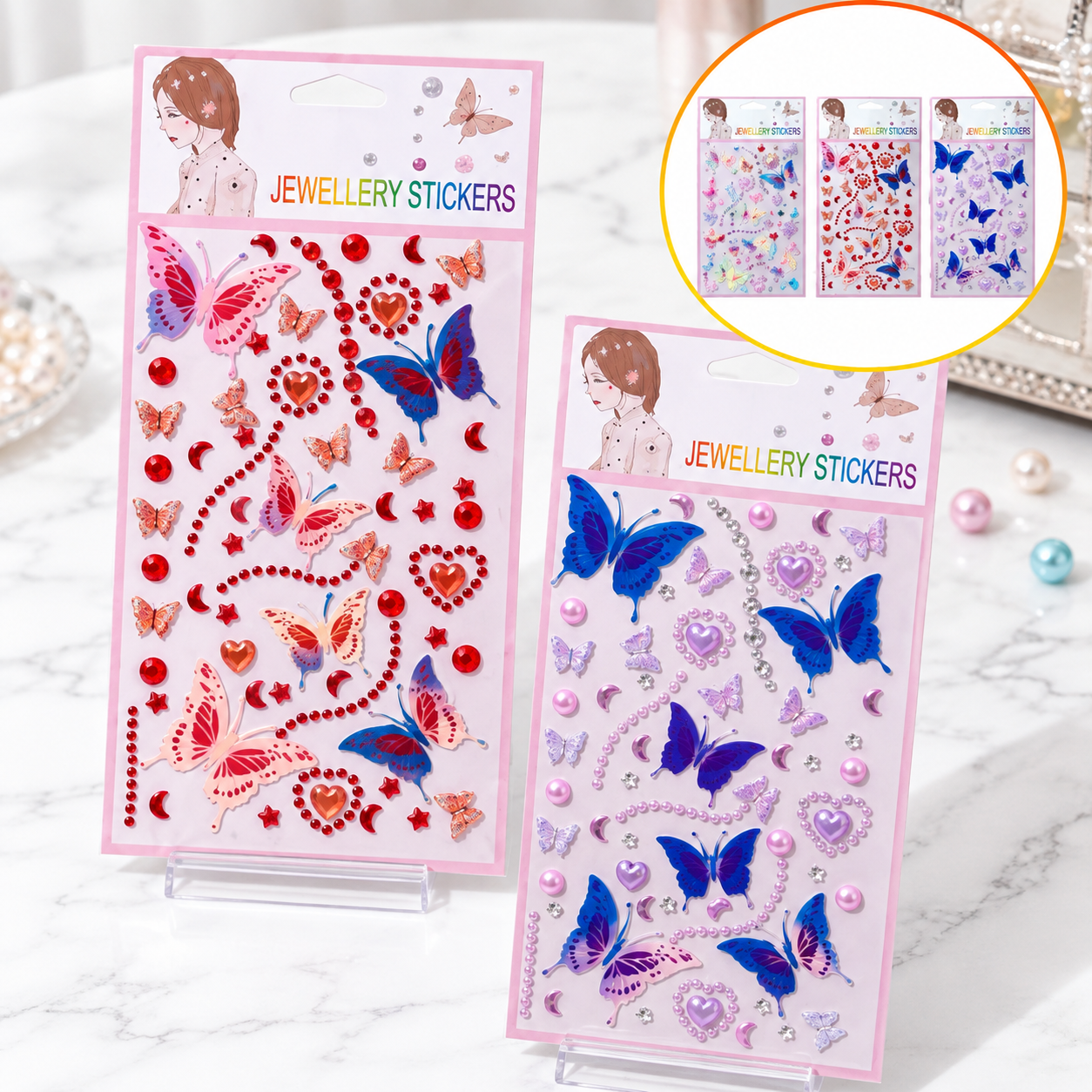 Strass Gemas Autoadhesivas Con mariposas