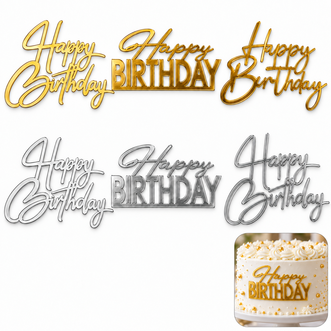Cake Topper Happy Birthday