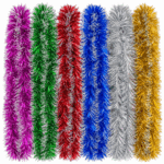 Boa Navideña Guirnalda Metalizada Bicolor Con Plateado Decoración Navidad 9cm por 2M