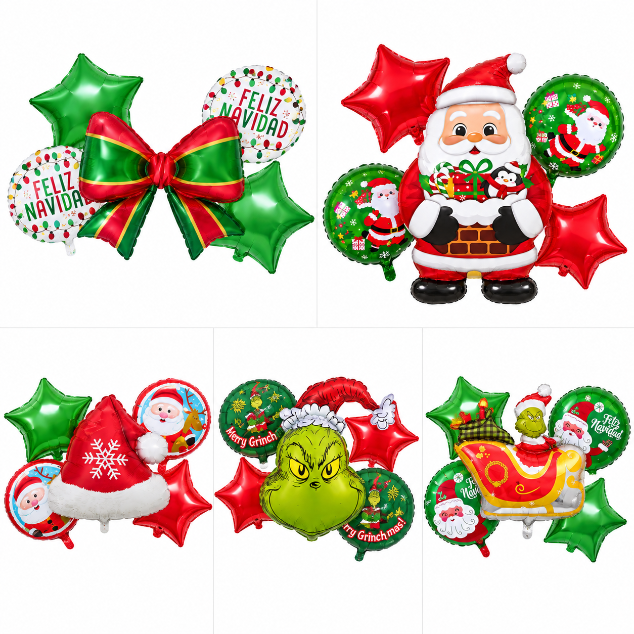 Set Globos Metalizados Navidad X5 Piezas Decoración Navideña