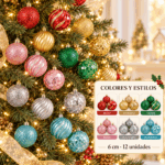 Set 12 Bolas Navideñas 6 Cm Adornos Para Árbol Navidad