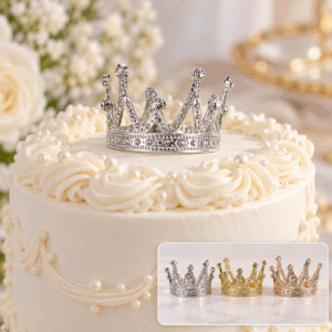 Corona Decorativa con Strass para Torta – 3 Colores Disponibles