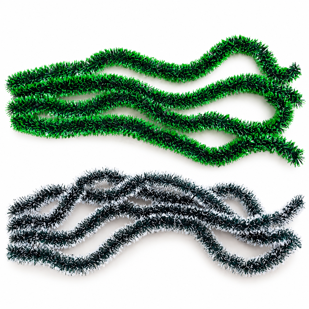 Boa Navideña Guirnalda Metalizada Bicolor Verde Y Blanco 5cm por 2m