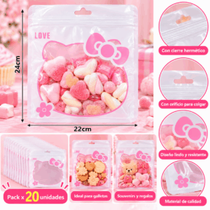 Bolsa Hello Kitty Con Cierre 22x24cm Pack X20