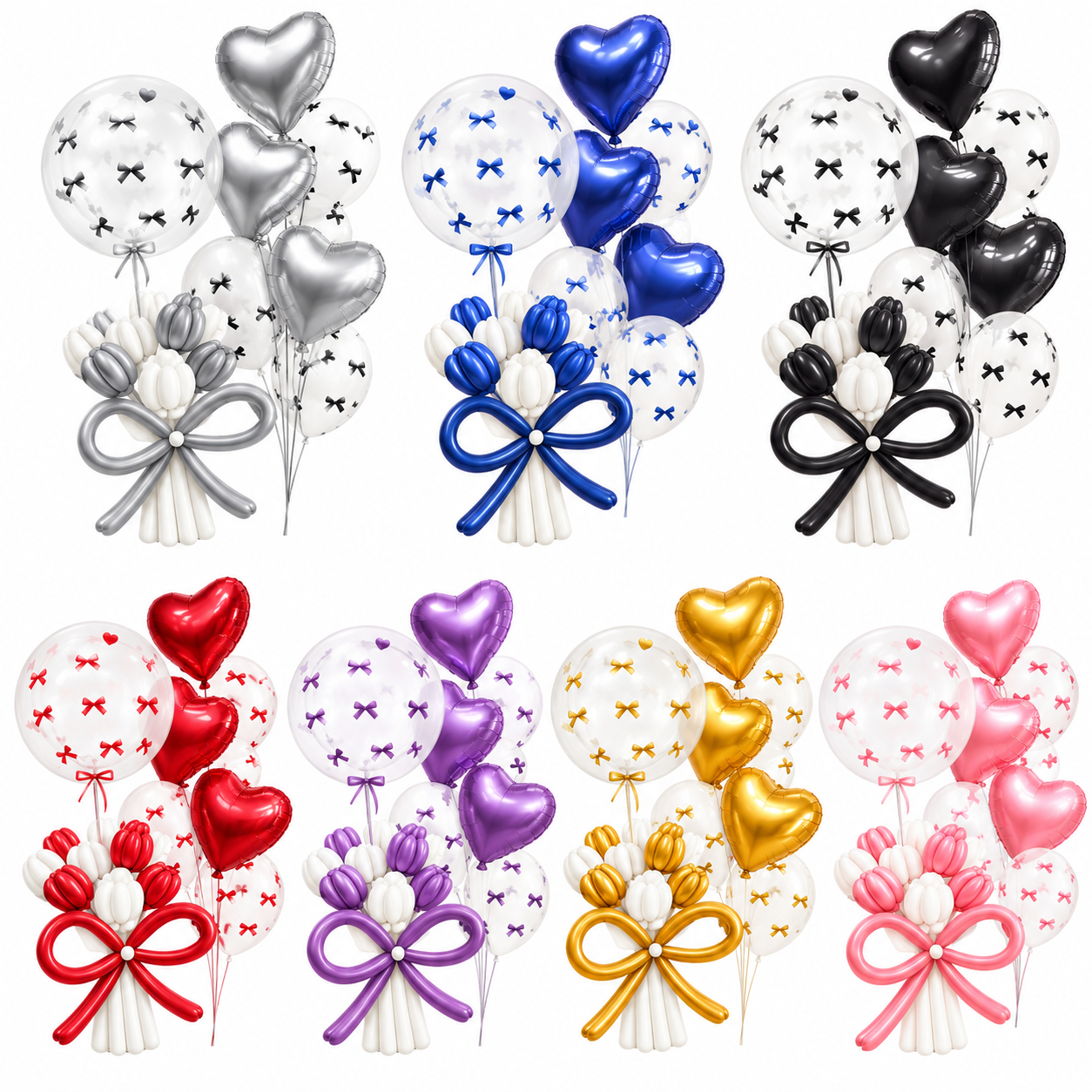 Set de Globos con Corazones y Moños para Decoración de Fiestas 36 Piezas