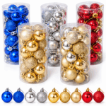 Set 24 uni Bolas Navideñas 3cm Surtidas Brillantes Mate Glitter Para Árbol De Navidad