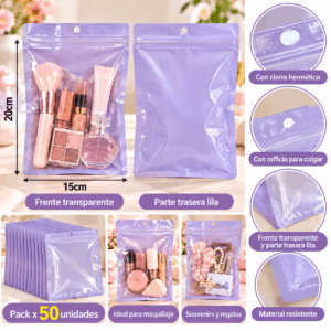 Bolsa Con Cierre Lila 15x20cm Pack X50