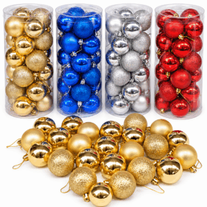 Set 24uni Bolas Navideñas 6cm Surtidas Brillantes Mate Glitter Decoración Árbol Navidad