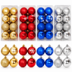 Set X16 Bolas Navideñas Decorativas Surtidos Con Brillo Y Copos De Nieve /6cm