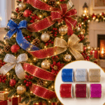 Cinta Navideña Brillante Glitter Para Árbol / 2.8M